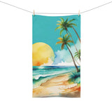 Tropical Sunset Hand Towel — Beach Palm Tree Watercolor Design thumbnail 3