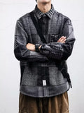 Men's Plus Size Plaid Patchwork Button Up Shacket thumbnail 3