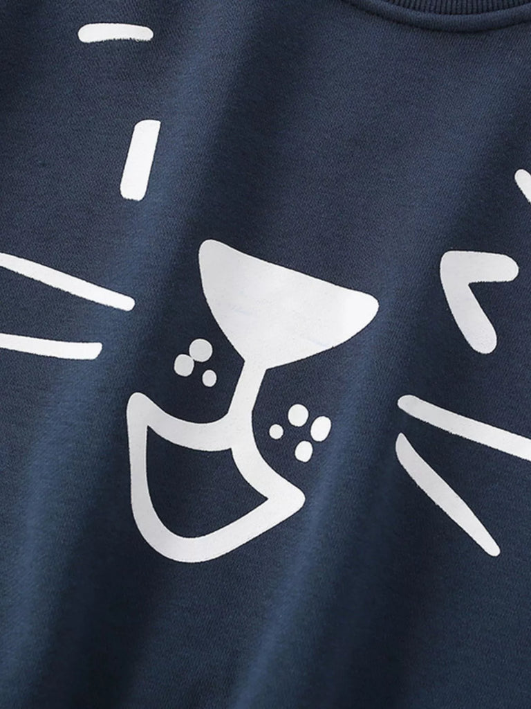 Children's Cute Cartoon Graphic Crew Neck Sweatshirt