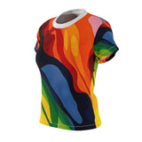 Women's Abstract Colorwave Tee — Vibrant All-Over Print Shirt thumbnail 3
