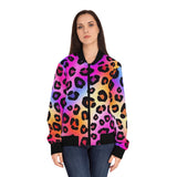 Rainbow Leopard Bomber Jacket — Women's Colorful Animal Print thumbnail 3