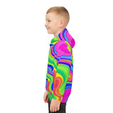 Kids Psychedelic Swirl Hoodie – Bright Rainbow All-Over Print thumbnail 9