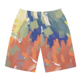 Abstract Brushstroke Men's Board Shorts — Colorful Summer Swim Trunks thumbnail 1