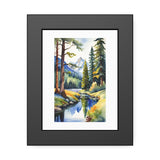 Framed Poster — Watercolor Mountain Stream Landscape Art Print thumbnail 1