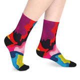 Colorful Abstract Mid-Length Socks — Vibrant Camouflage Pattern thumbnail 6