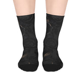 Black Rose Mid-Length Socks — Gothic Floral Crew Socks thumbnail 1