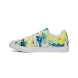 Abstract Watercolor Low-Top Leather Sneakers — Yellow Blue Splash thumbnail 4