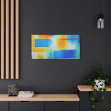 Abstract Color Field Matte Canvas Print — Vibrant Blue, Yellow & Red Stretched Wall Art thumbnail 76