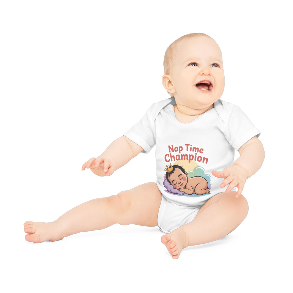 Baby Bodysuit — "Nap Time Champion" Organic Short Sleeve Onesie