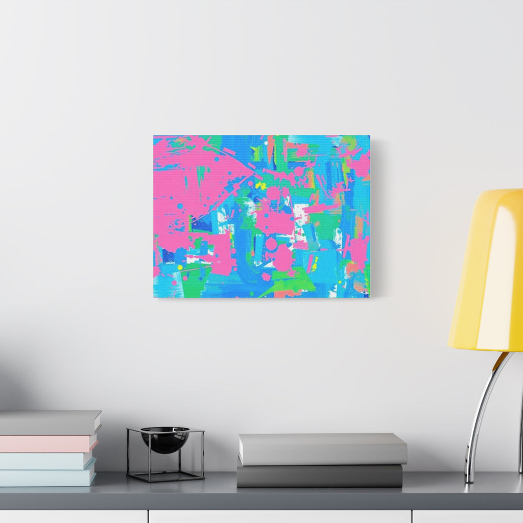 Neon Splash Abstract Canvas Print – Bright Pink & Aqua Modern Wall Art