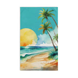 Tropical Sunset Hand Towel — Beach Palm Tree Watercolor Design thumbnail 1