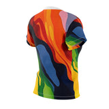 Women's Abstract Colorwave Tee — Vibrant All-Over Print Shirt thumbnail 4