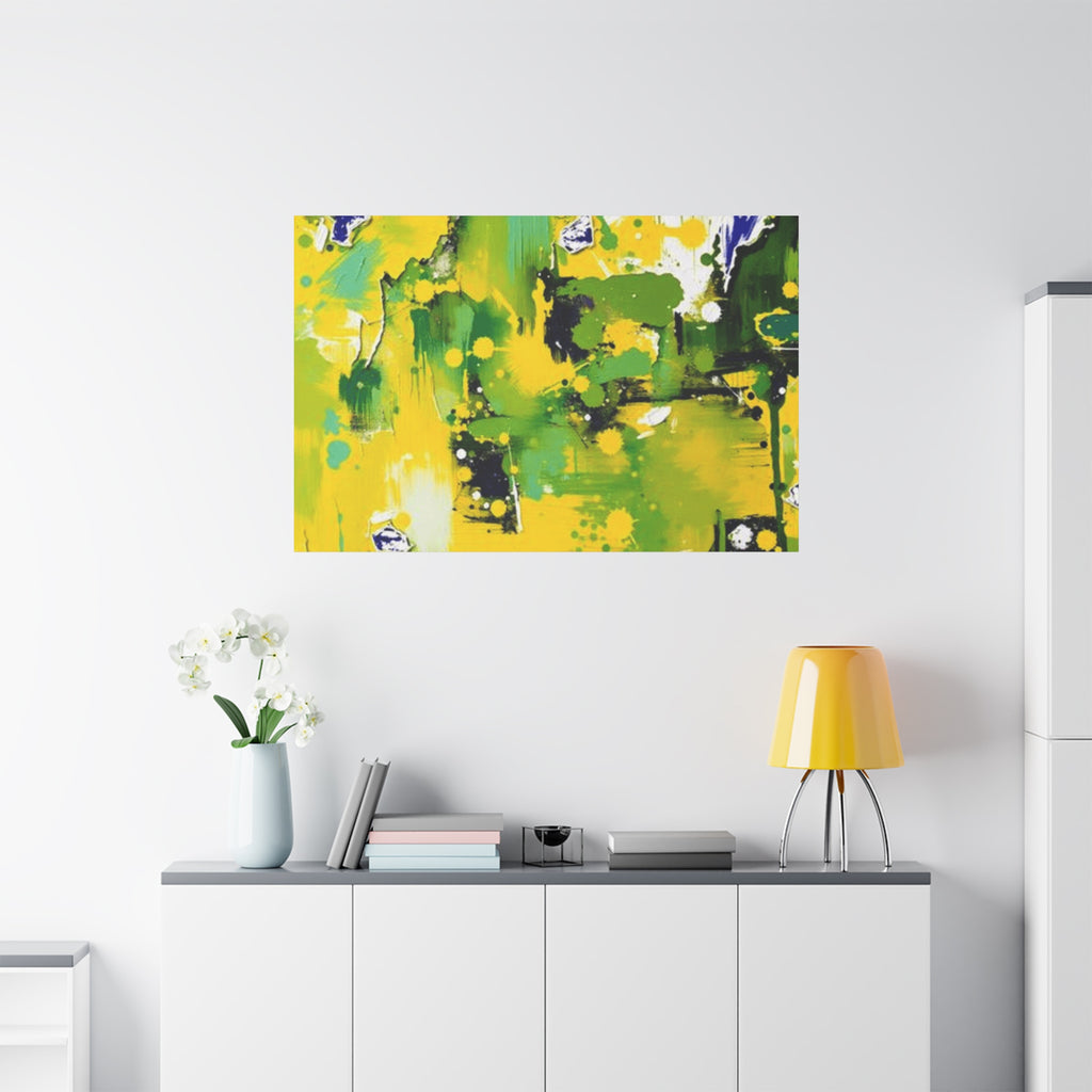 Abstract Green & Yellow Matte Canvas Print – Vibrant Modern Wall Art