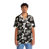 Black & White Tropical Hawaiian Shirt — Men's Floral AOP Button-Up thumbnail 3