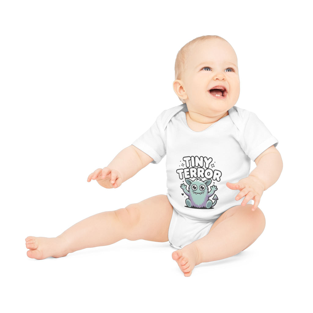 Tiny Terror Baby Bodysuit – Cute Monster Organic Short Sleeve Onesie