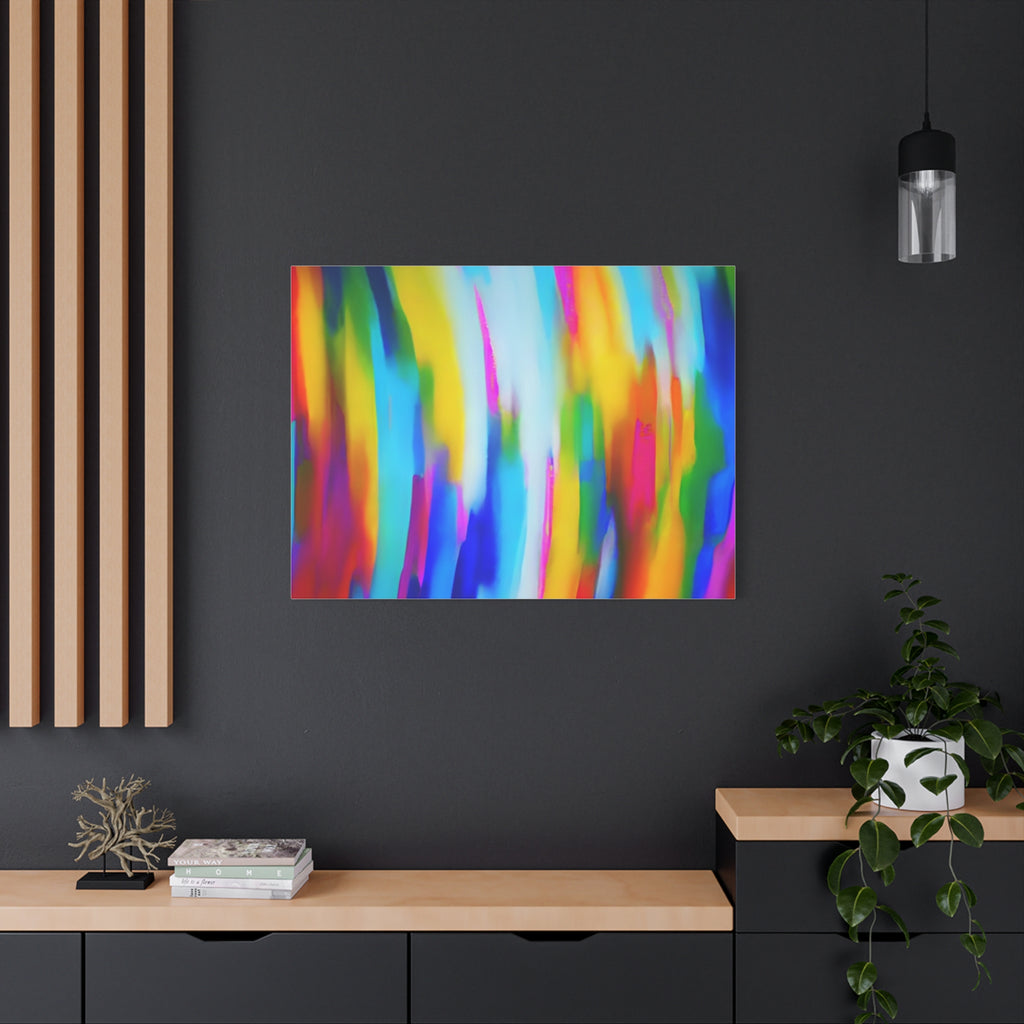 Abstract Rainbow Waves Matte Canvas Print — Vibrant Colorful Wall Art