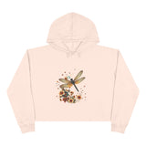 Dragonfly Floral Crop Hoodie — Botanical Watercolor Dragonfly Graphic thumbnail 2