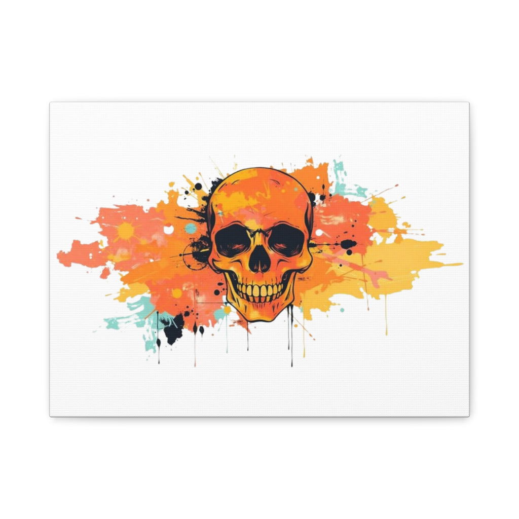 Skull Art Canvas Print – Vibrant Paint-Splash Skull Wall Decor