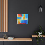 Abstract Color Field Matte Canvas Print — Vibrant Blue, Yellow & Red Stretched Wall Art thumbnail 55