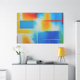 Abstract Color Field Matte Canvas Print — Vibrant Blue, Yellow & Red Stretched Wall Art thumbnail 99