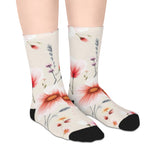 Floral Mid-Length Socks — Soft Pink Watercolor Blooms Pattern thumbnail 4