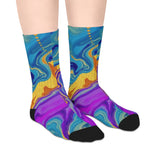 Colorwave Abstract Mid-Length Socks — Vibrant Psychedelic Marble Design thumbnail 4