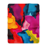 Colorful Abstract Sherpa Blanket — Vibrant Melted Paint Fleece Throw thumbnail 3