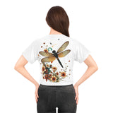Dragonfly Floral Crop Tee — Vintage Botanical Summer Top thumbnail 4