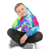 Kids' Neon Splash Hoodie – Colorful Abstract All-Over Print thumbnail 10