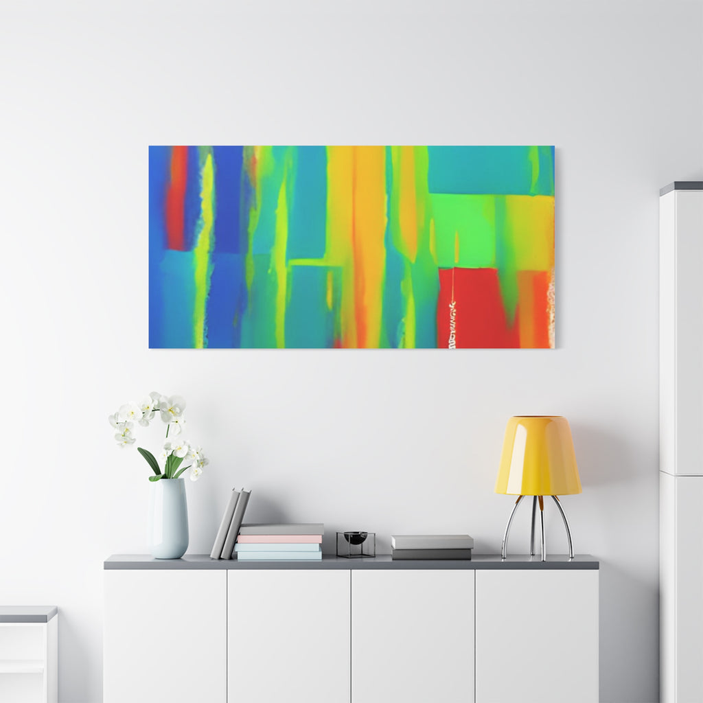 Abstract Rainbow Blocks Matte Canvas Print