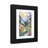 Framed Mountain Meadow Print — Watercolor Landscape Poster thumbnail 2