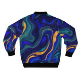 Blue & Gold Marble Bomber Jacket thumbnail 2