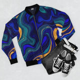 Blue & Gold Marble Bomber Jacket thumbnail 4