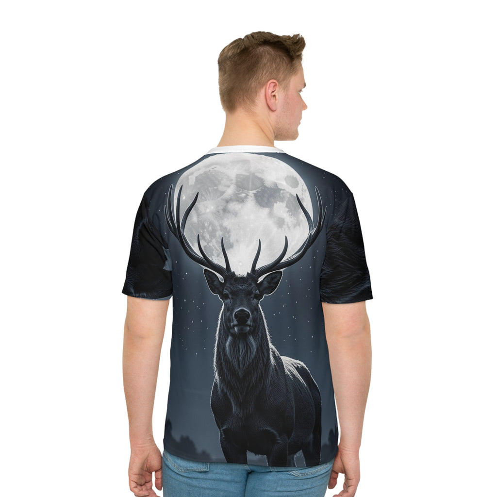 Stag Moon Graphic Tee — Men’s Loose All-Over Print T-Shirt
