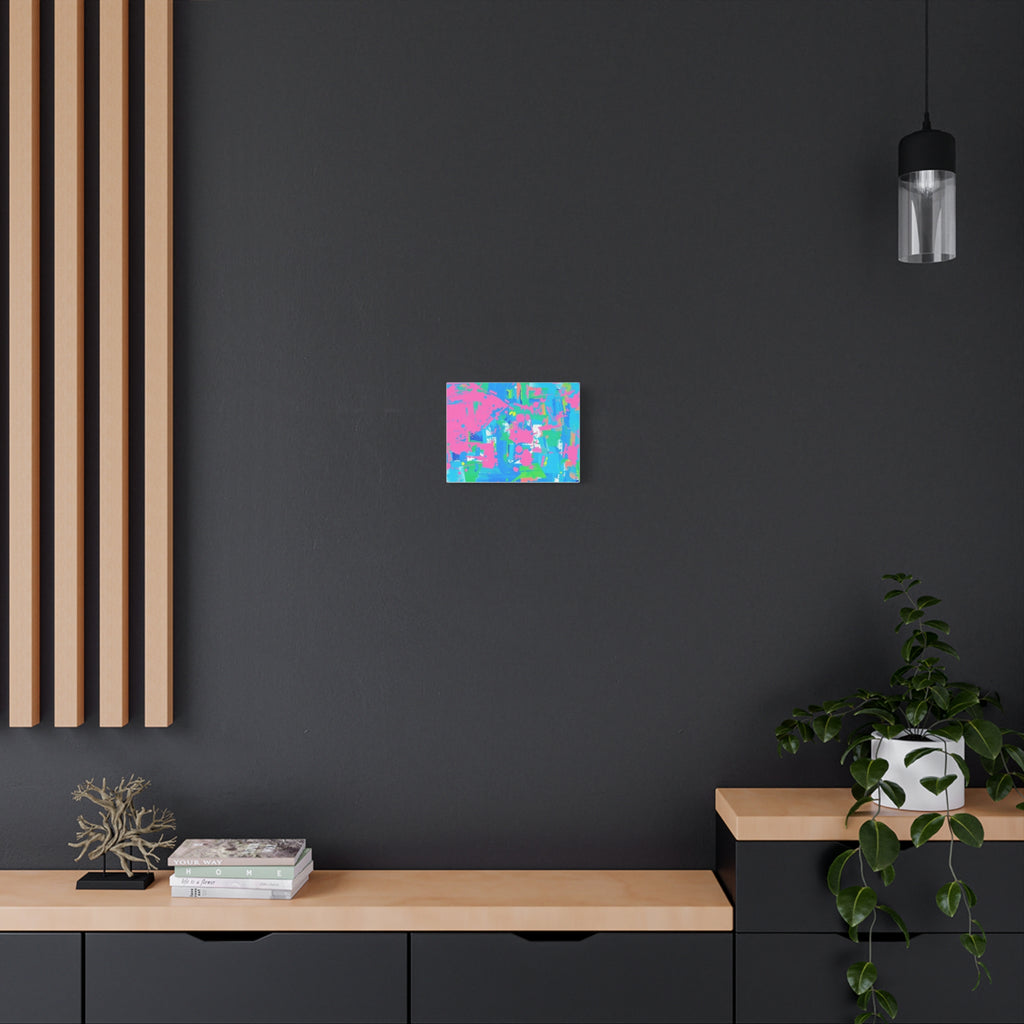 Neon Splash Abstract Canvas Print – Bright Pink & Aqua Modern Wall Art
