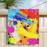 Abstract Neon Paint Brushstroke Beach Towel — Vibrant Color Splash Summer Towel thumbnail 11