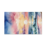 Sunset Ocean Watercolor Hand Towel — Beach Waves Sunrise Kitchen Towel thumbnail 2