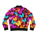 Butterfly Glow Bomber Jacket — Vibrant Neon Butterflies All-Over Print thumbnail 2