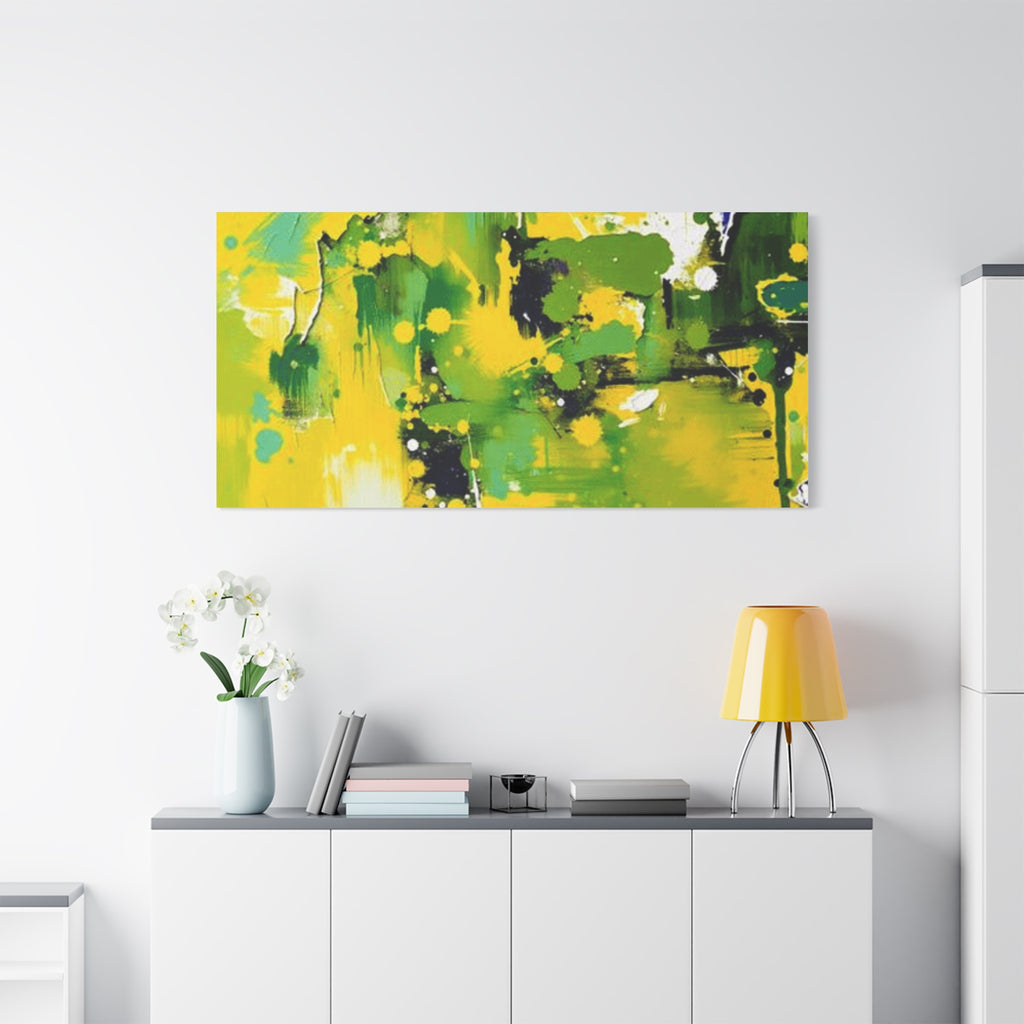 Abstract Green & Yellow Matte Canvas Print – Vibrant Modern Wall Art