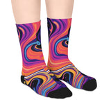 Psychedelic Swirl Mid-Length Socks — Vibrant Abstract Marble Design thumbnail 4