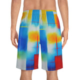 Abstract Color Block Board Shorts — Vibrant Summer Swim Trunks thumbnail 4