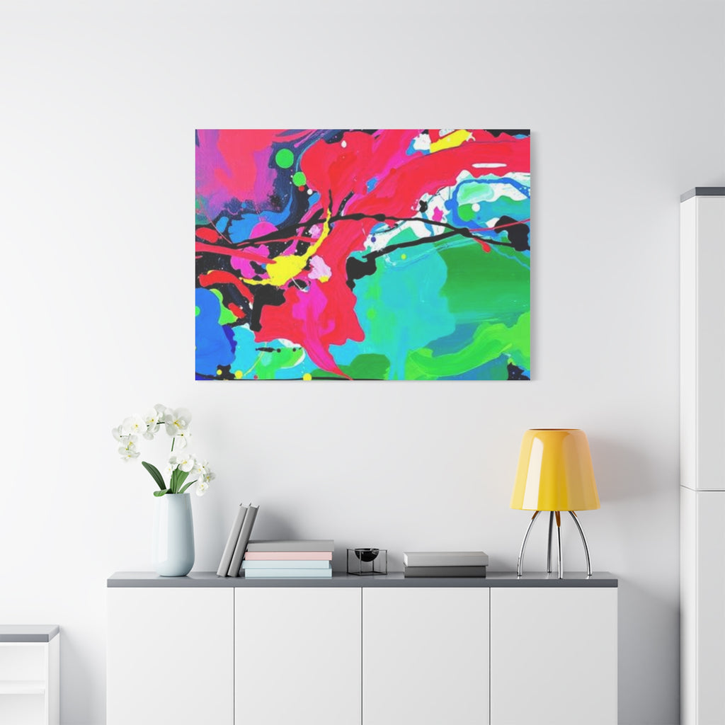 Abstract Neon Splash Matte Canvas Print — Vibrant Colorful Stretched Wall Art