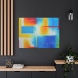 Abstract Color Field Matte Canvas Print — Vibrant Blue, Yellow & Red Stretched Wall Art thumbnail 91