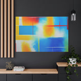 Abstract Color Field Matte Canvas Print — Vibrant Blue, Yellow & Red Stretched Wall Art thumbnail 100