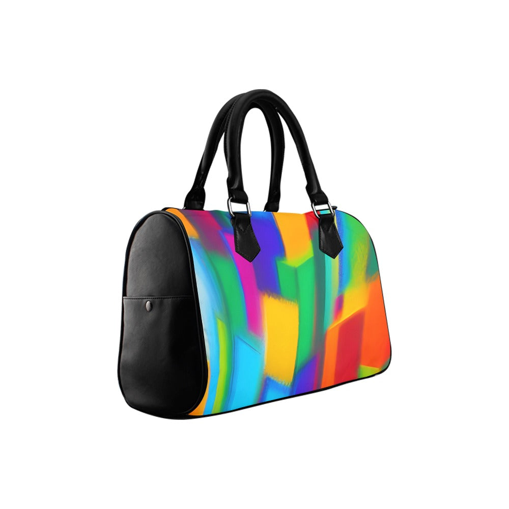 Abstract Art Barrel Type Handbag – Canvas & PU Leather Printed Handbag