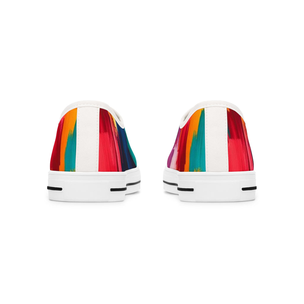 Abstract Rainbow Brushstroke Low Top Sneakers — Colorful Women's Canvas Shoes