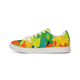 Men's Low-Top Sneakers — Bright Abstract Colorblock Leather Trainers thumbnail 3