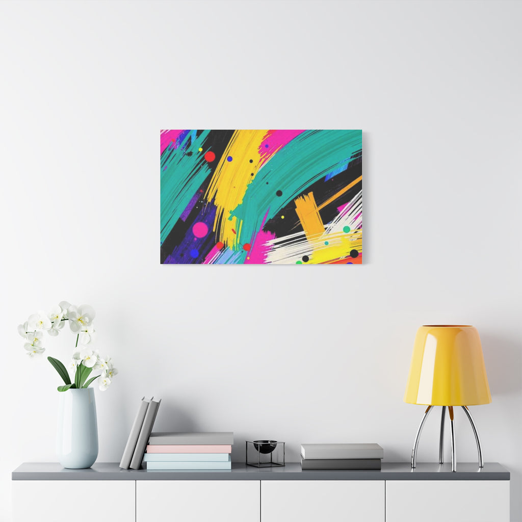 Abstract Neon Brushstroke Canvas Print — Colorful Modern Wall Art