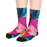 Colorful Abstract Mid-Length Socks — Vibrant Camouflage Pattern thumbnail 3