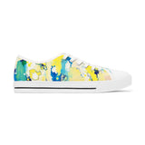 Low Top Sneakers — Abstract Watercolor Yellow & Blue Canvas Tennis Shoes thumbnail 4